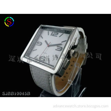 watches for men stainless steel square watch with genuine leather quartz watch